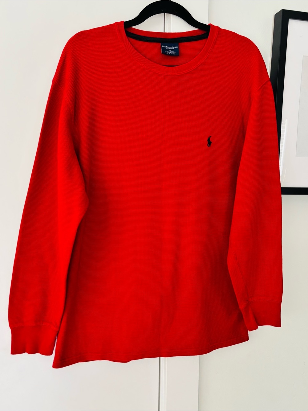 Men's Polo Ralph Lauren Red long sleeve thermal cotton crewneck size XL